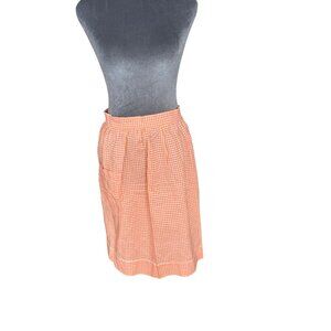 Vintage Orange Gingham Check Half Apron With Pocket